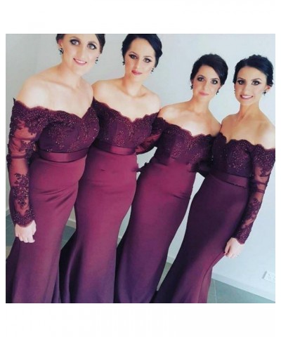 Women's Mermaid Evening Party Gowns Lace Long Sleeve Bridesmaid Dresses Teal $37.60 Dresses