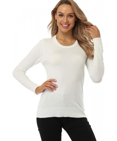 Women's Sweater, Lightweight Crewneck Long Sleeve Pullover Ivory $18.47 Sweaters