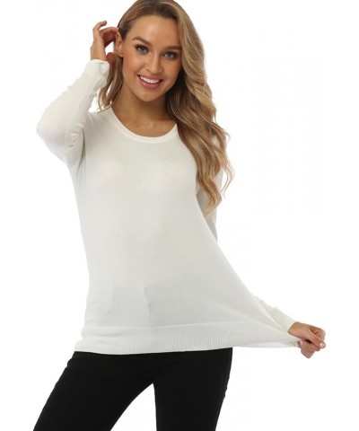 Women's Sweater, Lightweight Crewneck Long Sleeve Pullover Ivory $18.47 Sweaters