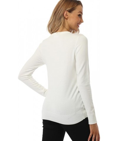 Women's Sweater, Lightweight Crewneck Long Sleeve Pullover Ivory $18.47 Sweaters