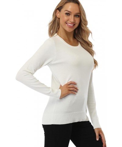 Women's Sweater, Lightweight Crewneck Long Sleeve Pullover Ivory $18.47 Sweaters