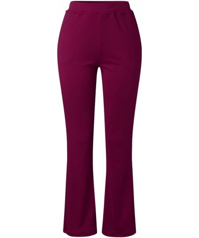 Womens Stretch Boot Cut Pants with Pockets Dressy Casual High Waist Straight Pull On Dress Pants for Women Work Wine $20.15 P...