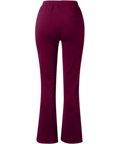 Womens Stretch Boot Cut Pants with Pockets Dressy Casual High Waist Straight Pull On Dress Pants for Women Work Wine $20.15 P...