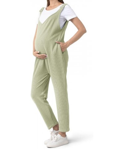 Ribbed Knit Maternity Jumpsuits Overalls Pants Fall Winter V Neck Casual Fit Clothes for Women with Pockets 1-tan $21.00 Jump...