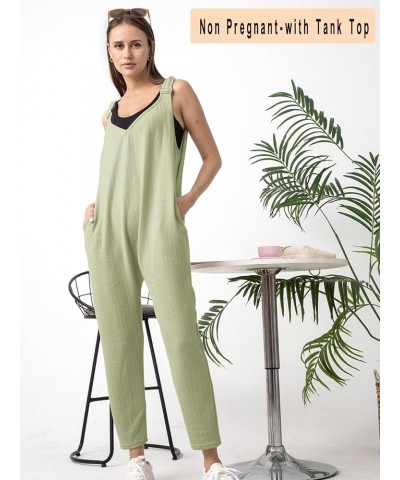 Ribbed Knit Maternity Jumpsuits Overalls Pants Fall Winter V Neck Casual Fit Clothes for Women with Pockets 1-tan $21.00 Jump...