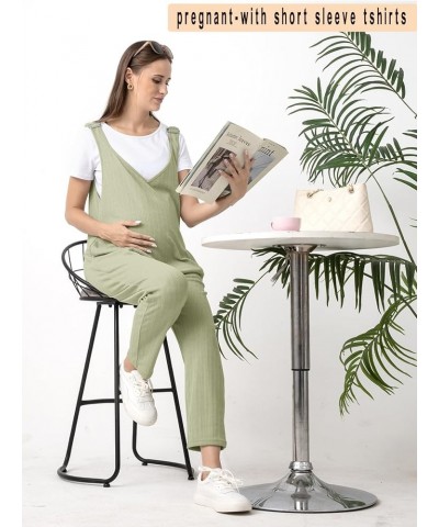 Ribbed Knit Maternity Jumpsuits Overalls Pants Fall Winter V Neck Casual Fit Clothes for Women with Pockets 1-tan $21.00 Jump...