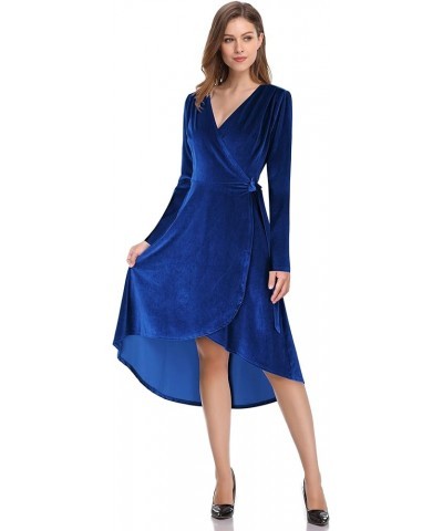 Women's Velvet Formal Holiday Party Gown Dress Long Sleeve, Royalblue $17.70 Dresses