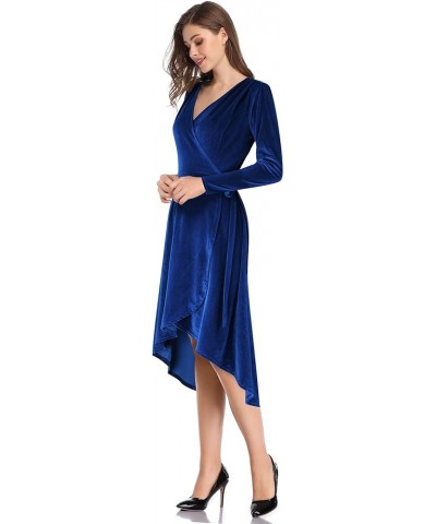 Women's Velvet Formal Holiday Party Gown Dress Long Sleeve, Royalblue $17.70 Dresses