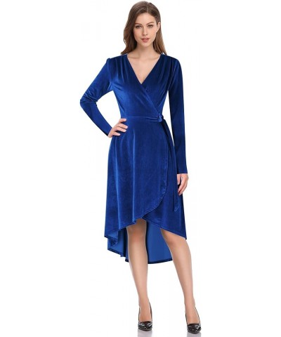 Women's Velvet Formal Holiday Party Gown Dress Long Sleeve, Royalblue $17.70 Dresses