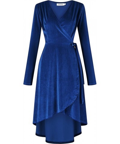 Women's Velvet Formal Holiday Party Gown Dress Long Sleeve, Royalblue $17.70 Dresses