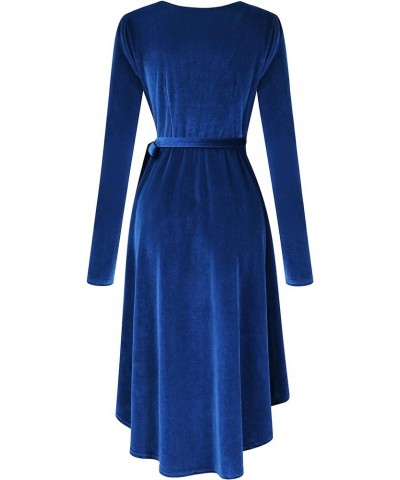 Women's Velvet Formal Holiday Party Gown Dress Long Sleeve, Royalblue $17.70 Dresses