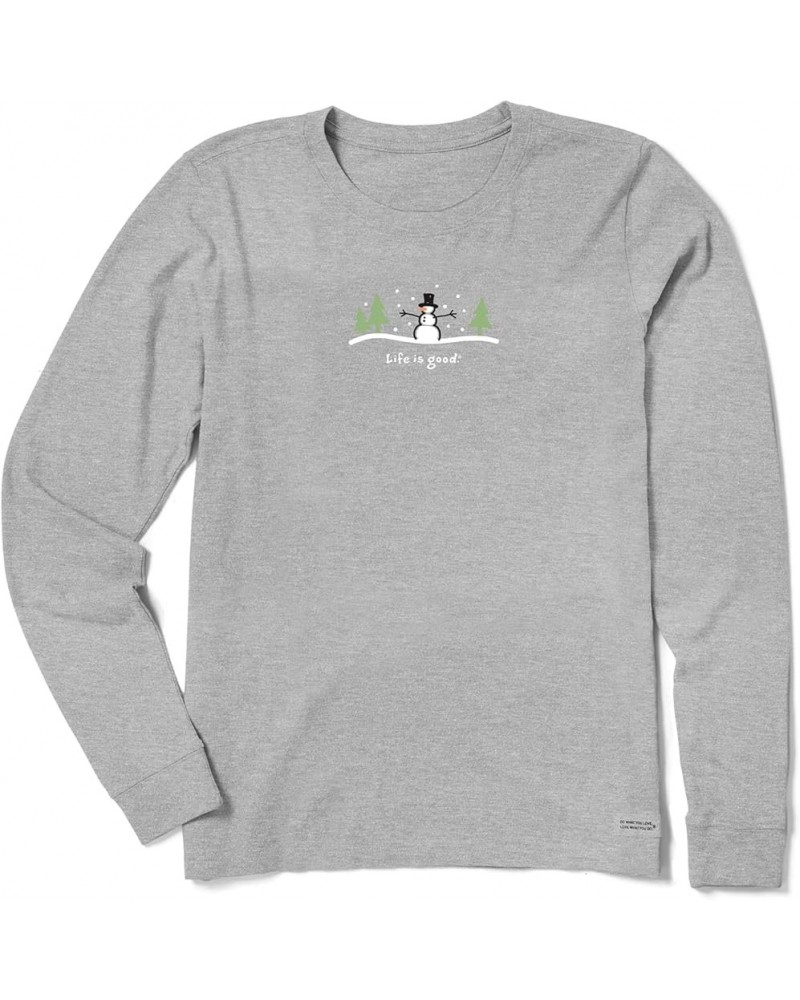 Women's Detailed Wildflowers Long Sleeve Crusher Tee Snowman Outdoor - Heather Grey Small $10.75 T-Shirts