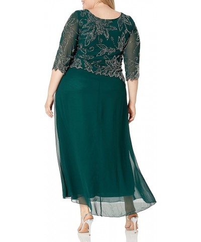 Plus Size Womens Sheer Sleeve Floral Beaded Long Dress Hunter/Mercury $65.28 Dresses