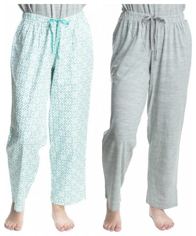 Women's 2-Pack Solid and Pattern Sleep Pajama Pant Set Heather Grey/Aqua Tile $13.60 Sleep & Lounge