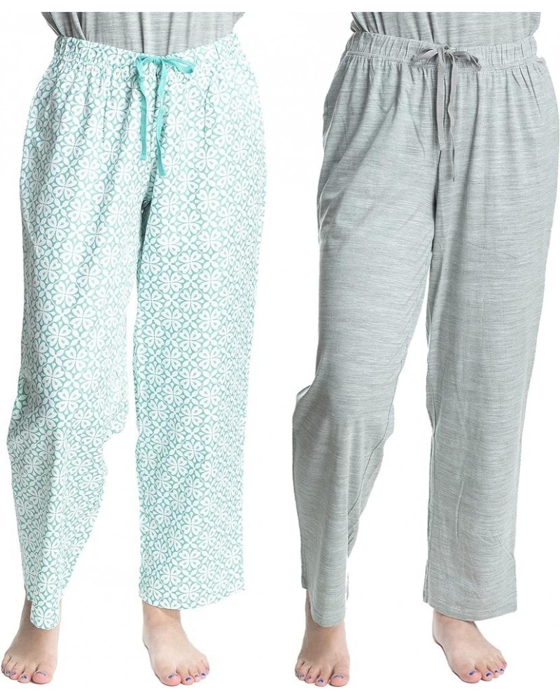 Women's 2-Pack Solid and Pattern Sleep Pajama Pant Set Heather Grey/Aqua Tile $13.60 Sleep & Lounge