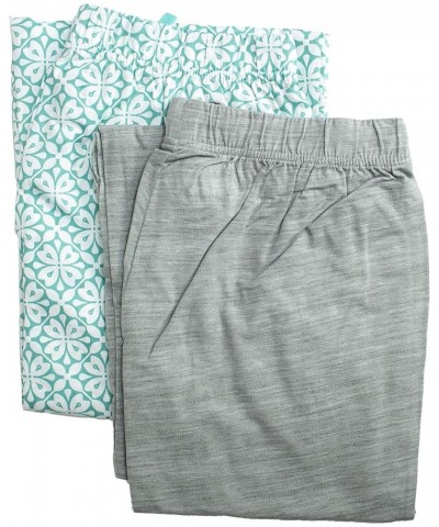 Women's 2-Pack Solid and Pattern Sleep Pajama Pant Set Heather Grey/Aqua Tile $13.60 Sleep & Lounge