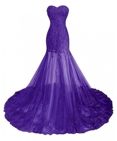 Gothic Vintage Mermaid Prom Dress Long Beaded Lace Black Wedding Dress for Women with Train Purple $40.94 Dresses