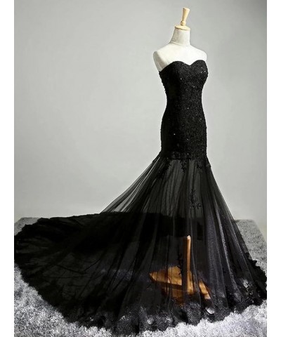 Gothic Vintage Mermaid Prom Dress Long Beaded Lace Black Wedding Dress for Women with Train Purple $40.94 Dresses