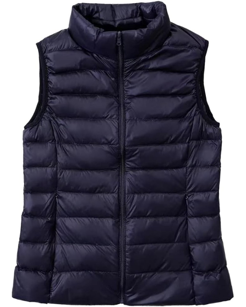 Women's Light Down Jacket Vest, Lightweight Zip Casual Undershirt Jacket Outerwear, Stand Collar Short Down Quilted Vest (Col...