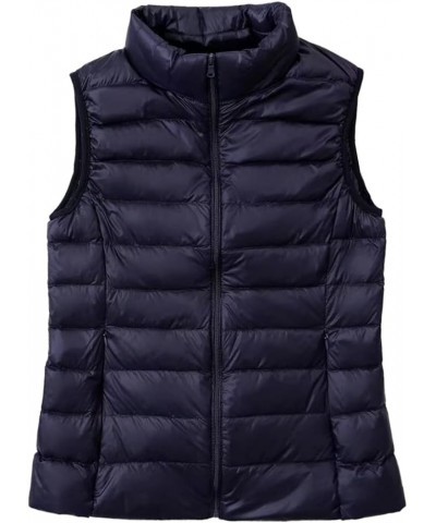 Women's Light Down Jacket Vest, Lightweight Zip Casual Undershirt Jacket Outerwear, Stand Collar Short Down Quilted Vest (Col...