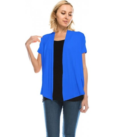 Womens Lightweight Short Sleeve Open Front Drape Cardigan(Size:S-5X) Turquoise $10.86 Sweaters