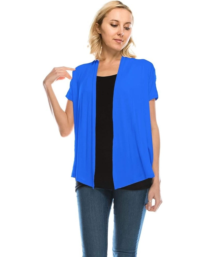 Womens Lightweight Short Sleeve Open Front Drape Cardigan(Size:S-5X) Turquoise $10.86 Sweaters