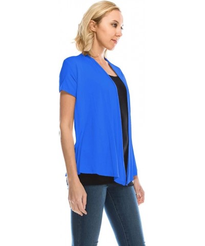 Womens Lightweight Short Sleeve Open Front Drape Cardigan(Size:S-5X) Turquoise $10.86 Sweaters