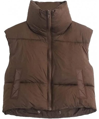 Women/Girls Winter Crop Vest Lightweight Sleeveless Warm Outerwear Puffer Vest Padded Gilet Pp-dark Gray $10.06 Vests