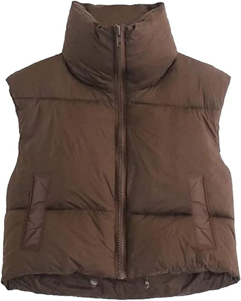 Women/Girls Winter Crop Vest Lightweight Sleeveless Warm Outerwear Puffer Vest Padded Gilet Pp-dark Gray $10.06 Vests