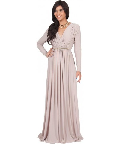 Sleeve Kaftan V-Neck Flowy Formal Winter Gowns Light Brown $22.53 Dresses