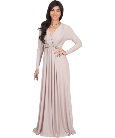 Sleeve Kaftan V-Neck Flowy Formal Winter Gowns Light Brown $22.53 Dresses