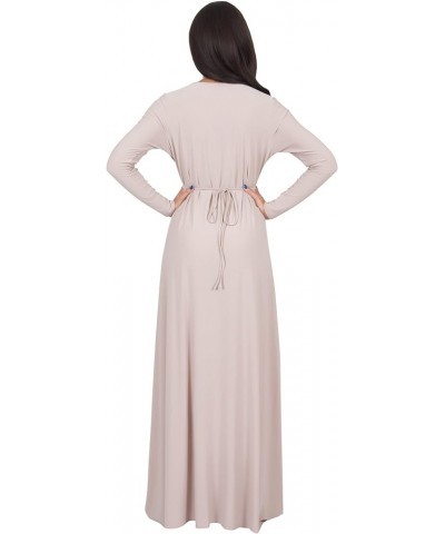 Sleeve Kaftan V-Neck Flowy Formal Winter Gowns Light Brown $22.53 Dresses