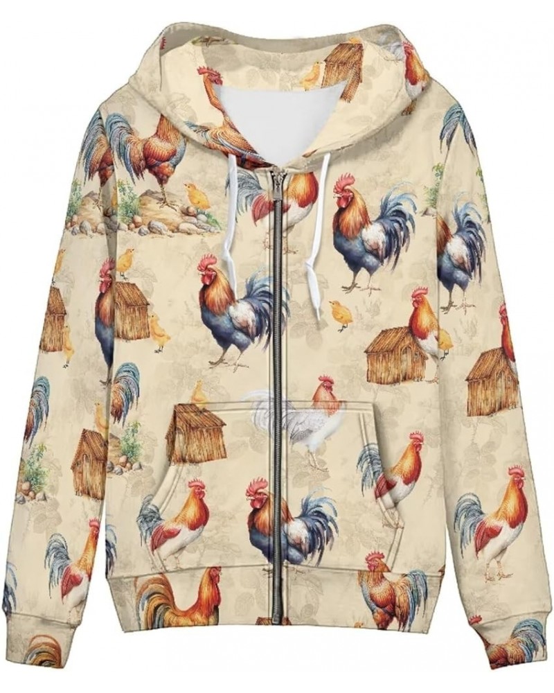 Zip Up Women's Hoodies & Sweatshirts XS-5XL Chicken Rooster $12.82 Hoodies & Sweatshirts