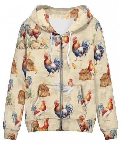 Zip Up Women's Hoodies & Sweatshirts XS-5XL Chicken Rooster $12.82 Hoodies & Sweatshirts