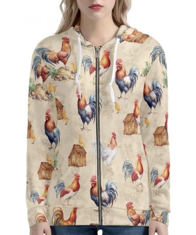 Zip Up Women's Hoodies & Sweatshirts XS-5XL Chicken Rooster $12.82 Hoodies & Sweatshirts