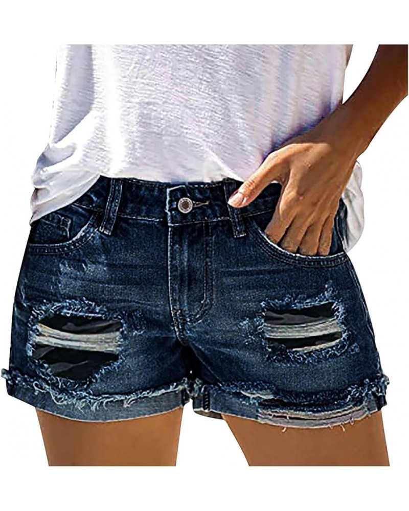 Women's Casual Mid Rise Denim Shorts Stretch Ripped Raw Hem Jean Shorts Distressed Jeans Jean Shorts Casual Dressy B01 Blue $...