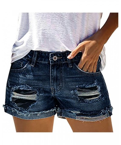 Women's Casual Mid Rise Denim Shorts Stretch Ripped Raw Hem Jean Shorts Distressed Jeans Jean Shorts Casual Dressy B01 Blue $...