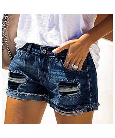 Women's Casual Mid Rise Denim Shorts Stretch Ripped Raw Hem Jean Shorts Distressed Jeans Jean Shorts Casual Dressy B01 Blue $...