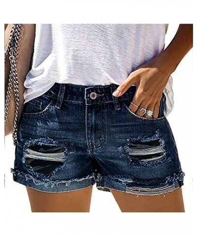 Women's Casual Mid Rise Denim Shorts Stretch Ripped Raw Hem Jean Shorts Distressed Jeans Jean Shorts Casual Dressy B01 Blue $...