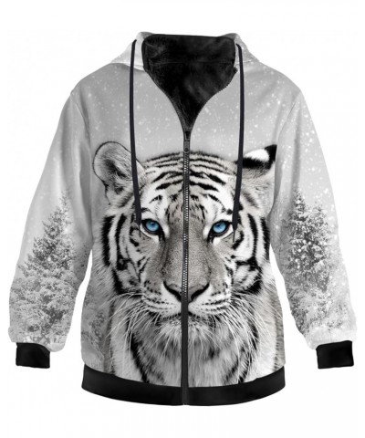 Mens Womens Tiger Hoodies Fleece Zip Hooded Animal Sweatshirt Winter Sherpa Lined Warm Jacket with Pockets 1488 Grey $32.15 J...