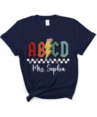 Personalized Rock ABCD Shirt - Retro Custom Teacher Name ABCD T-Shirt, Back to School Gift Navy $11.19 T-Shirts