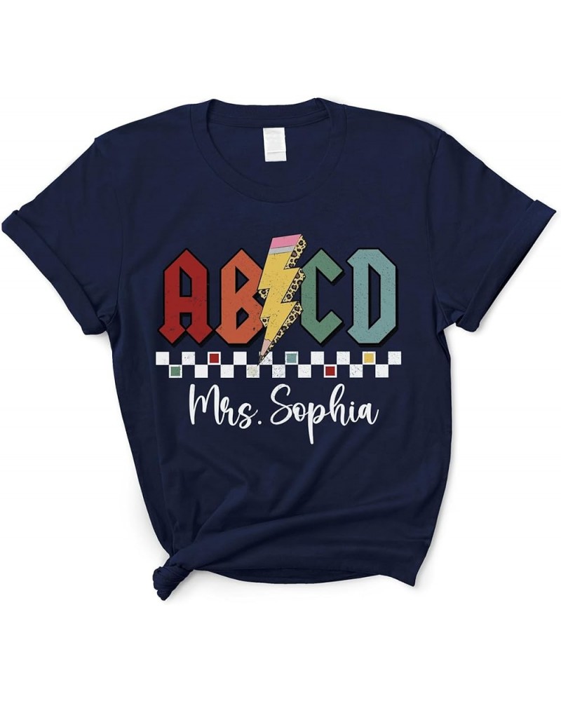 Personalized Rock ABCD Shirt - Retro Custom Teacher Name ABCD T-Shirt, Back to School Gift Navy $11.19 T-Shirts