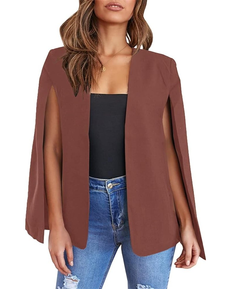 Womens Cape Blazer Split Sleeve Open Front Casual Jacket Coat Workwear Red Bean Paste $21.32 Blazers