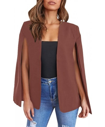 Womens Cape Blazer Split Sleeve Open Front Casual Jacket Coat Workwear Red Bean Paste $21.32 Blazers