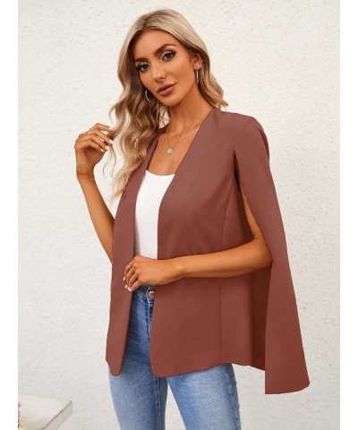 Womens Cape Blazer Split Sleeve Open Front Casual Jacket Coat Workwear Red Bean Paste $21.32 Blazers