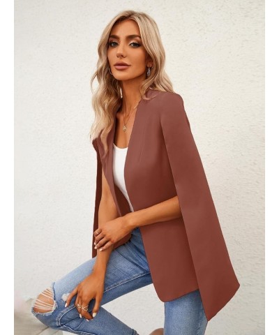 Womens Cape Blazer Split Sleeve Open Front Casual Jacket Coat Workwear Red Bean Paste $21.32 Blazers