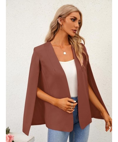 Womens Cape Blazer Split Sleeve Open Front Casual Jacket Coat Workwear Red Bean Paste $21.32 Blazers