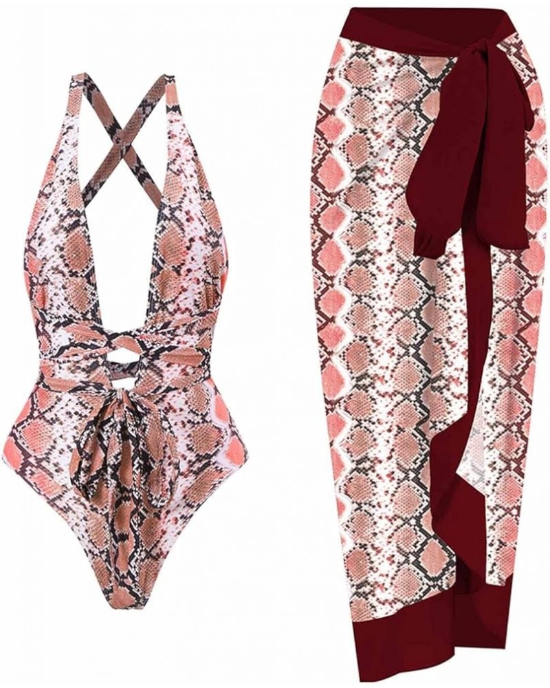 Traje de baño de dos piezas para Mujer, Falda Playa Traje baño Estampado Floral 2 piezas Traje baño Verano Playa D-952 Red $1...