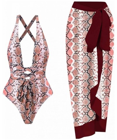 Traje de baño de dos piezas para Mujer, Falda Playa Traje baño Estampado Floral 2 piezas Traje baño Verano Playa D-952 Red $1...