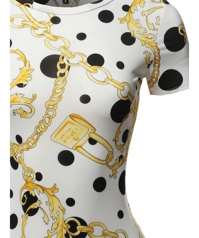 Women's Casucal Printed Sexy Body-con Mini Dress - Made in USA Aawdrs0016 Chain Ivory $8.98 Dresses